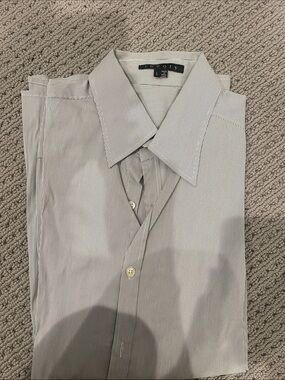 Theory Men's Pinstripe Dress Shirt - White and Gray